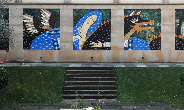 Mural en el claustro del Museo de Arte Sacro Bilbao